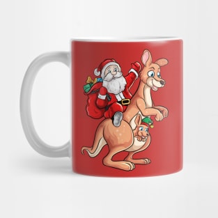 Santa Riding Kangaroo Australian Christmas Mug